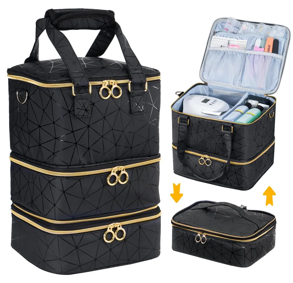 Sacoche de Transport pour Vernis à Ongles et Sèche-ongles LED - 60 Slots