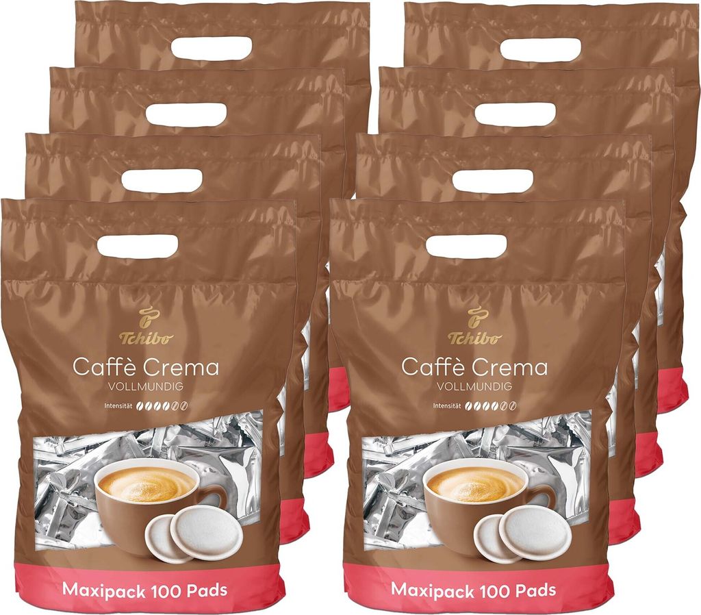 Tchibo Kaffeepads Vorratspack Maxipack, Caffè Crema vollmundig, 800 Stück – 8x 100 Pads (Kaffee, ausgewogen und vollmundig), nachhaltig, geeign...