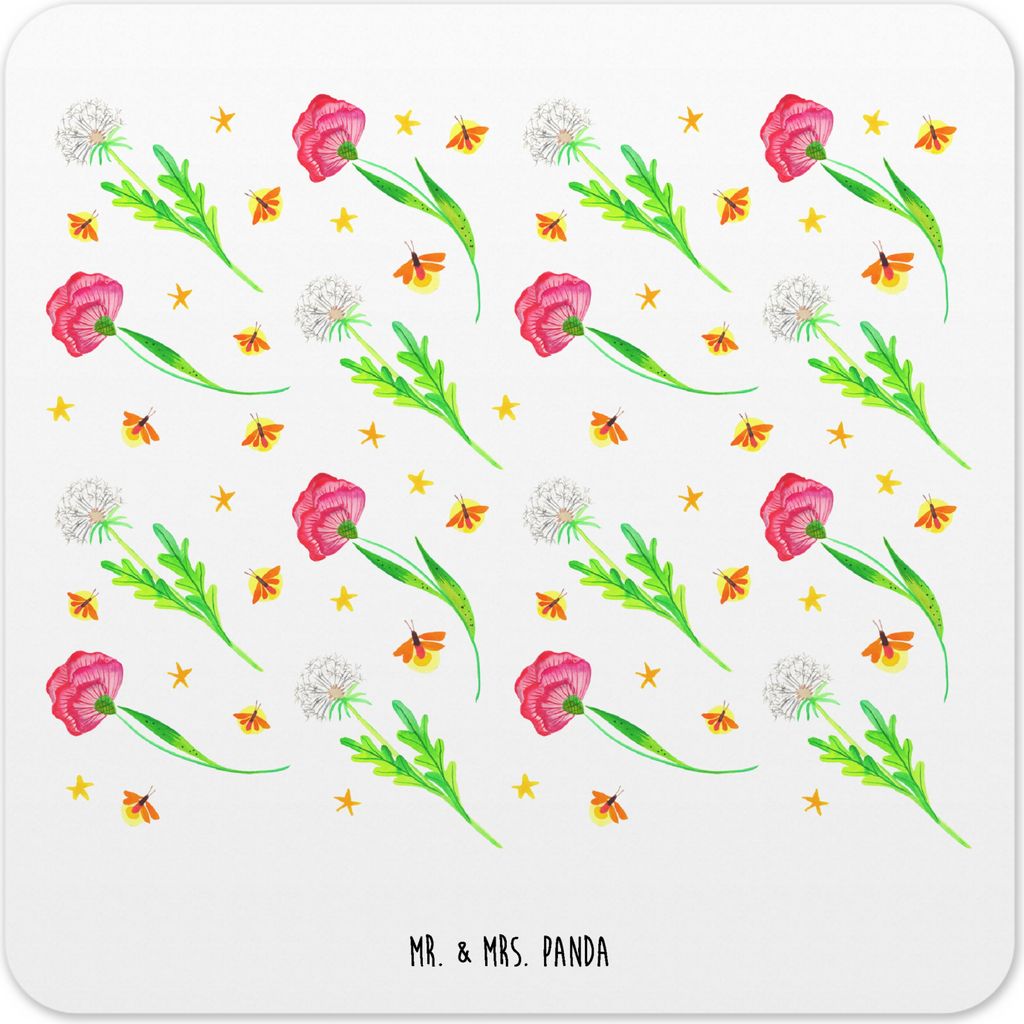 Mr. & Mrs. Panda Untersetzer für Gläser Glühwürmchen Design 10er Set - Weiß - Geschenk, Muster, Coaster, Blumen, Tischuntersetzer, Pusteblumen...