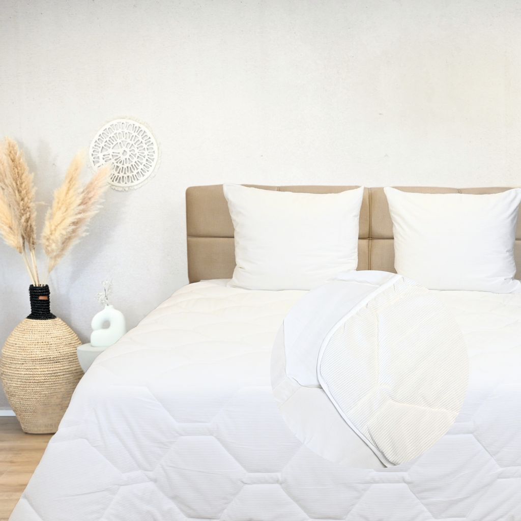 HappyBed - 140x200 cm - Waschbare Bettdecke ohne Bezug - Bedruckte Bettdecke ohne Bezug - Bettwäsche - Frosty White