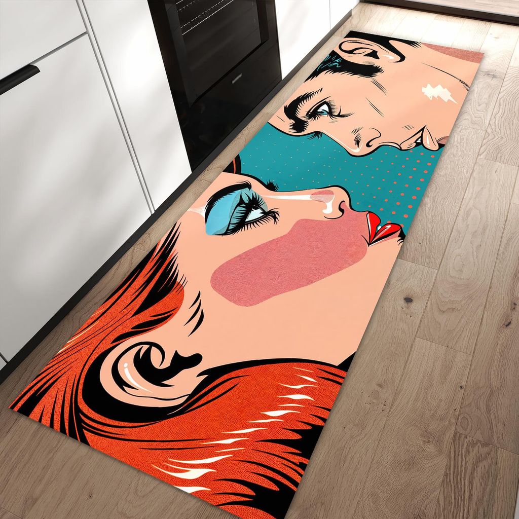 Küchenteppich 80x250cm rutschfest & abwischbar PVC Läufer - Pop Art Paar