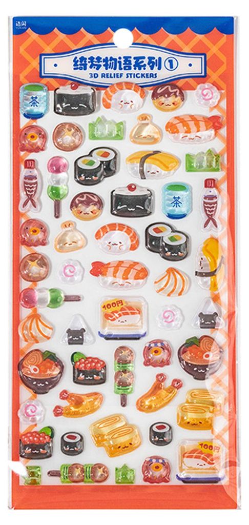 Puffy-Sticker für Lebensmittel, 3D-Eiscreme, Desserts, lustige Belohnungssticker, niedliche Sushi-Bonbons, Puffy-Sticker für DIY-Bastelarbeiten, ...