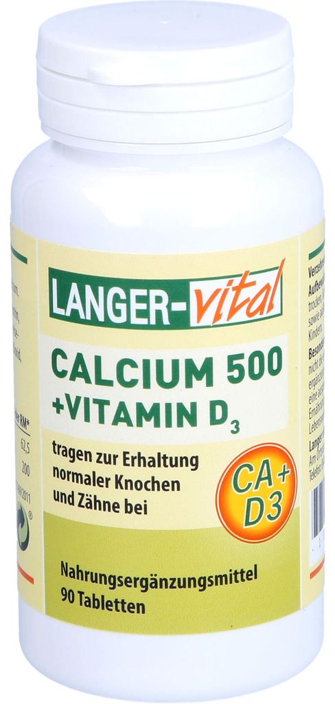 LANGER-vital Calcium 500 + Vitamin D3 zur Erhaltung normaler Knochen und Zähne, 90 St. Tabletten