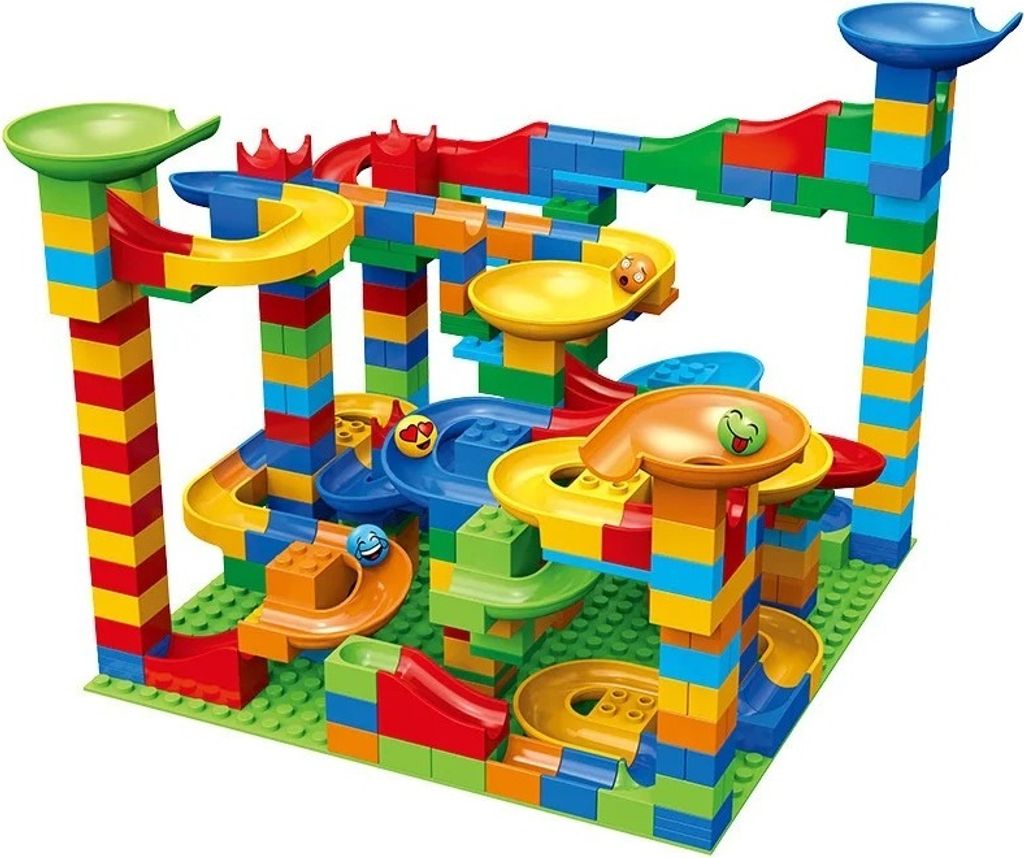 D&I Selbstbau Bausteine Set 344Teile Kugelrollbahn Bauklötze Steckbausteine Klemmbausteine Spielzeug