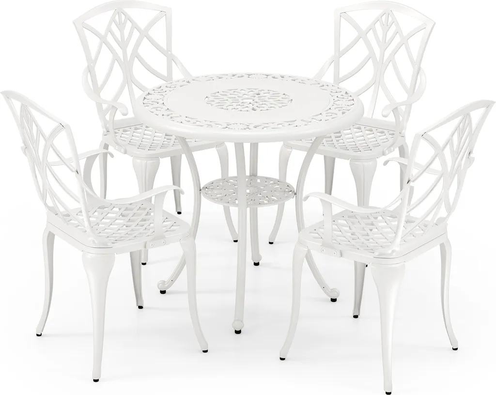 Salon de jardin résistant aux intempéries blanc avec table repas