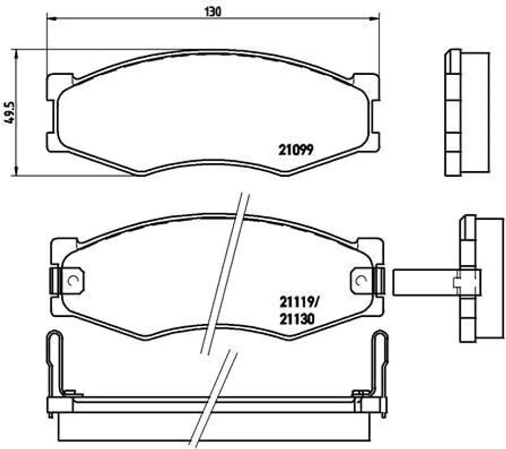 Plaquettes de frein Brembo P 56 056 pour Nissan Pick-up D21 OE 4106011P90