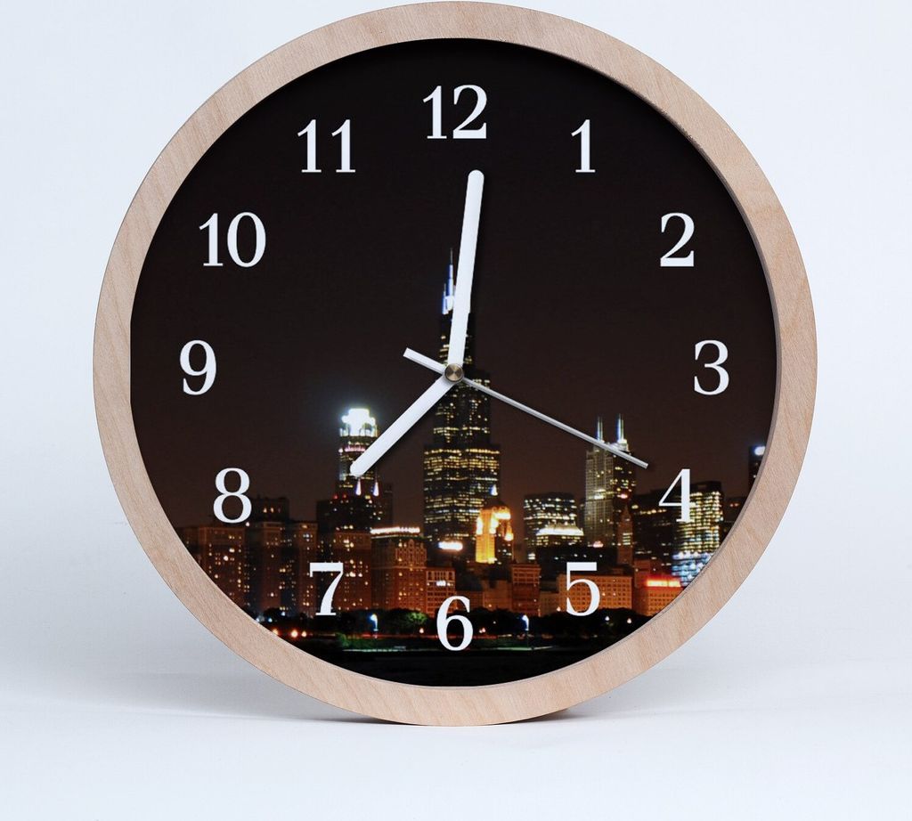 Holzuhr 20fi cm wanduhr - City-Nacht-Stadt