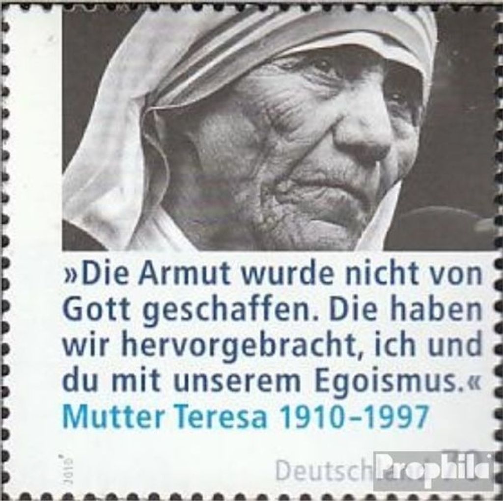 Briefmarken BRD (BR.Deutschland) 2010 Mi 2813 (kompl.Ausg.) FDC Mutter Teresa