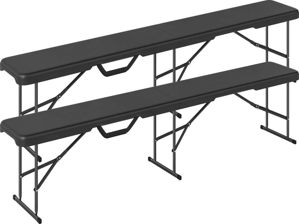 Campingbank, Kunststoff-Outdoor-Bank, 240 kg Belastbarkeit, Schwarz