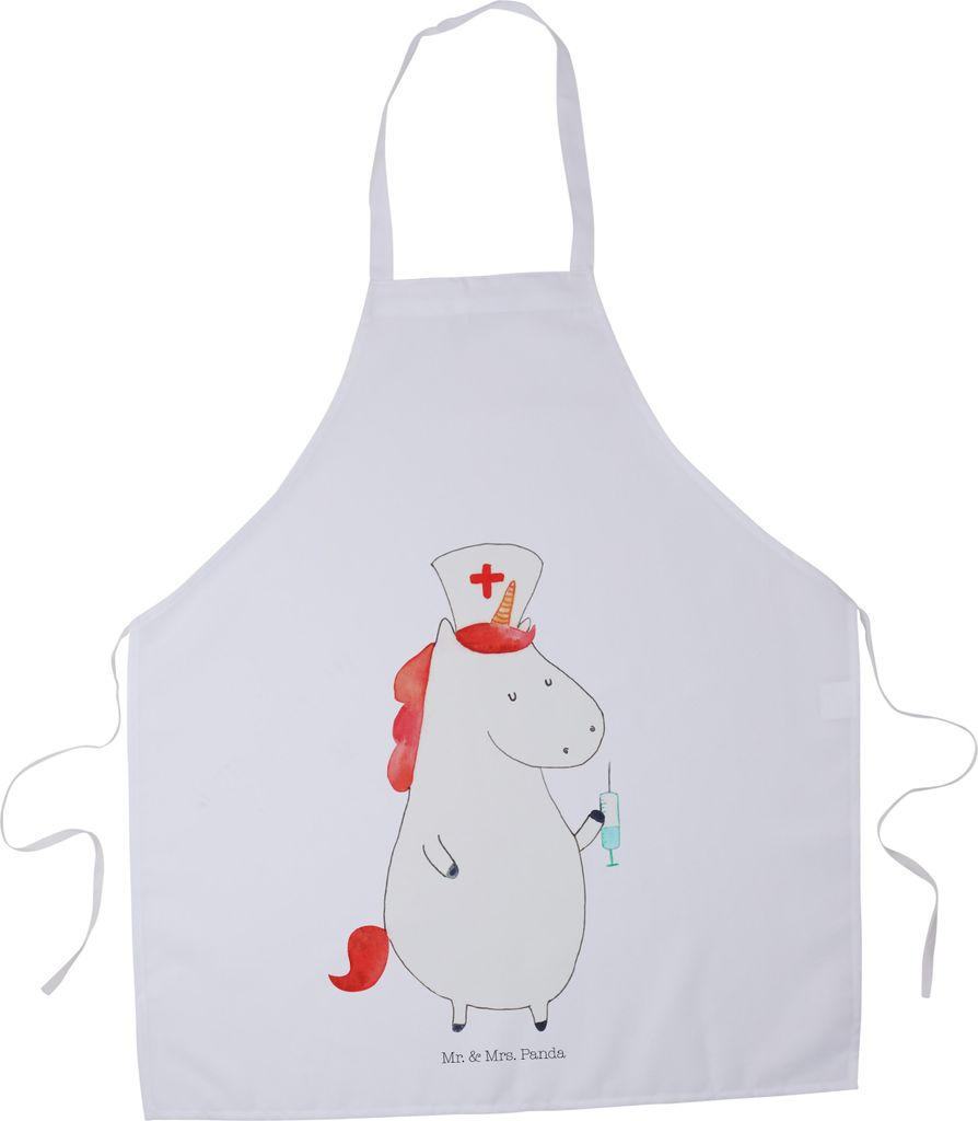 Mr. & Mrs. Panda Kochschürze Einhorn Krankenschwester - Weiß - Geschenk, Krankenpflegerin, Unicorn, Krankenhaus, Ärztin, Küchenschürze, Kochbe...