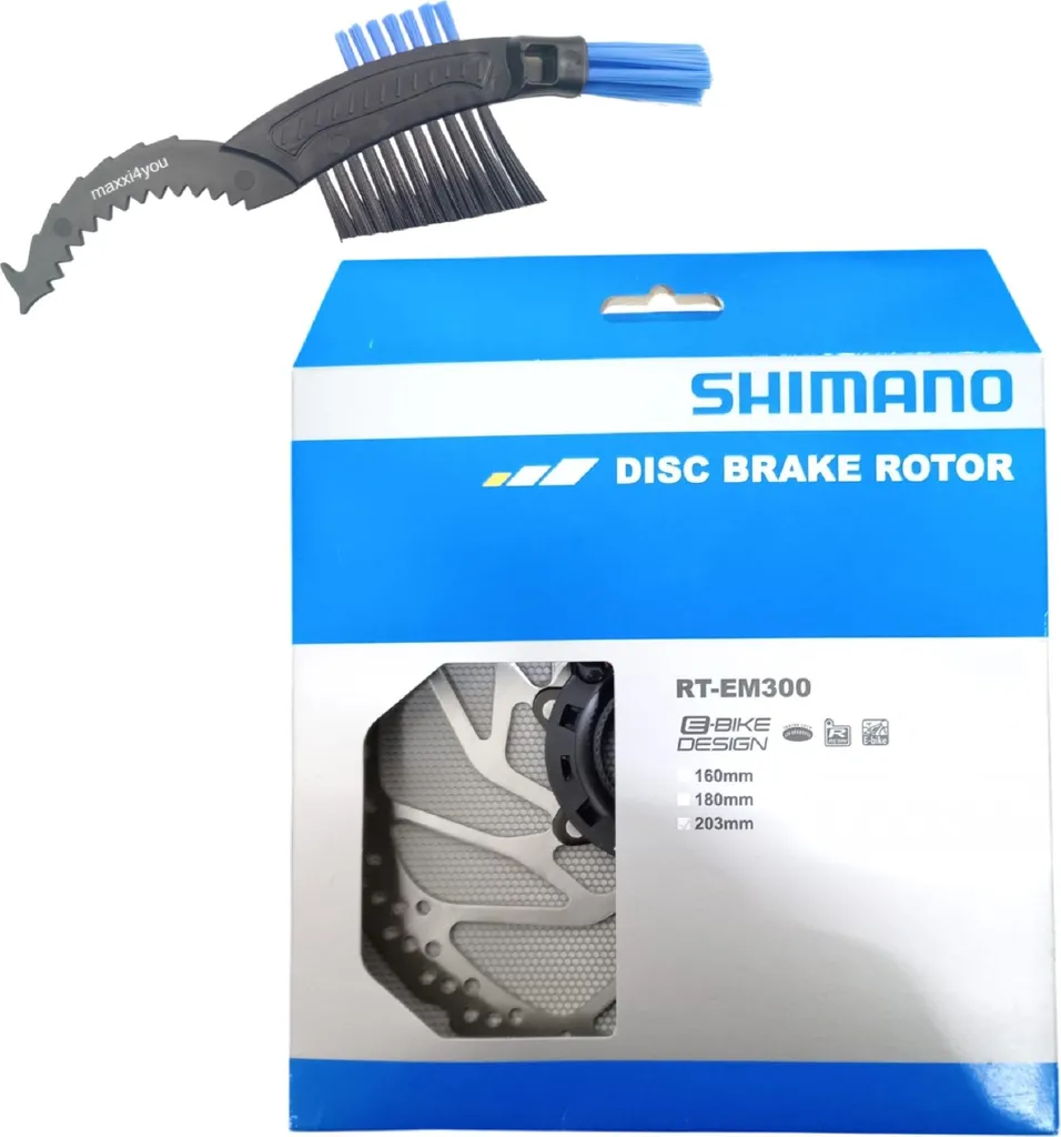 Shimano RT-EM300 Disque 203 mm Center Lock Argent avec brosse Maxxi4you