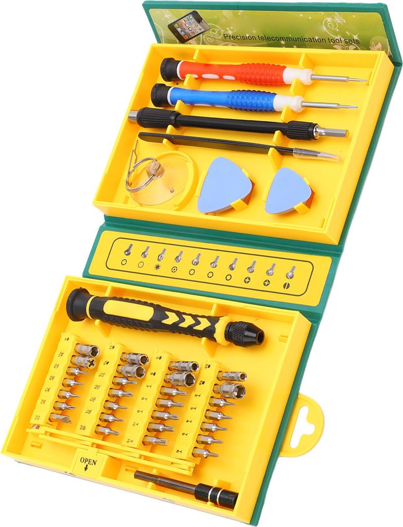 38Pcs Schraubendreher Griff Bit Kit Pleuelstange Saugnapf Tweezer Fall Prying Tool Schraubendreher Set