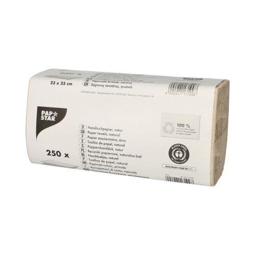 Blatt Handtuchpapier V-Falz 23 cm x 25 cm natur Zick Zack, Produktbild 