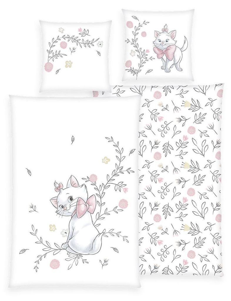 Disney Aristocats Renforcé - Bettwäsche 135x200 80x80 cm Produktbild 