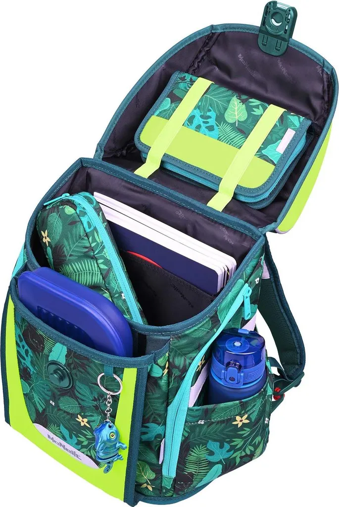 Cartable ergonomique McNeill Primo 9 pièces imperméable Tropic vert