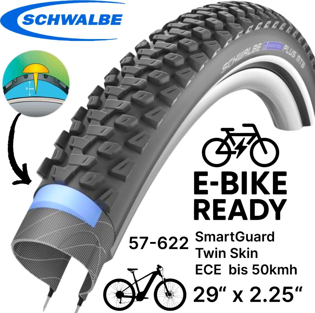Schwalbe Marathon Plus MTB Ebike SG 29x2,25" 57-622 E-50 Produktbild 