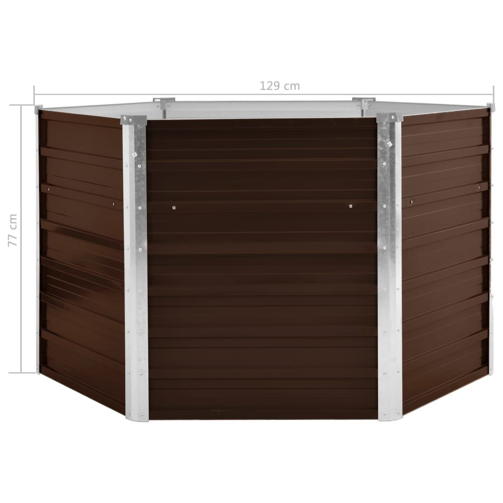 vidaXL Letto da giardino rialzato Marrone 129 x 129 x 77 cm Immagine del prodotto 