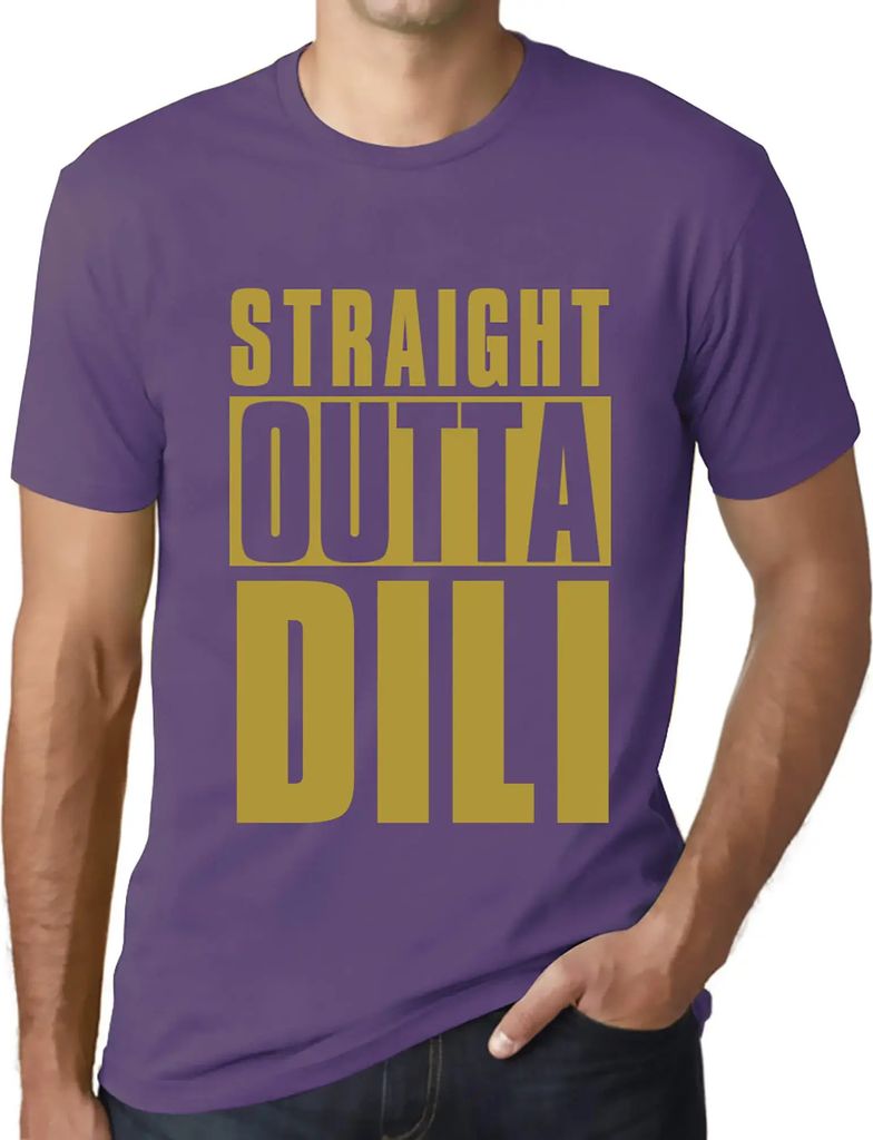 Herren Grafik T-Shirt Straight Outta Dili Öko-Verantwortlich Vintage Jahrgang Kurzarm Lustige Druck Geburtstag Geschenk Mann
