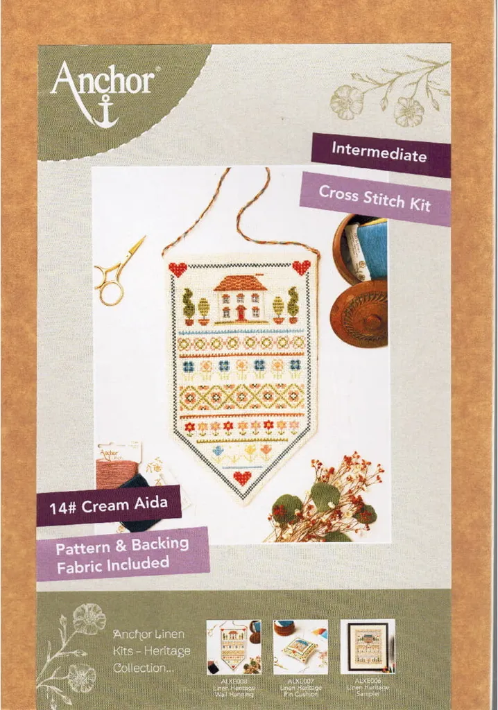 Broderie Point de Croix Héritage Accroche-Mur Anchor Kit Complet 28x17cm