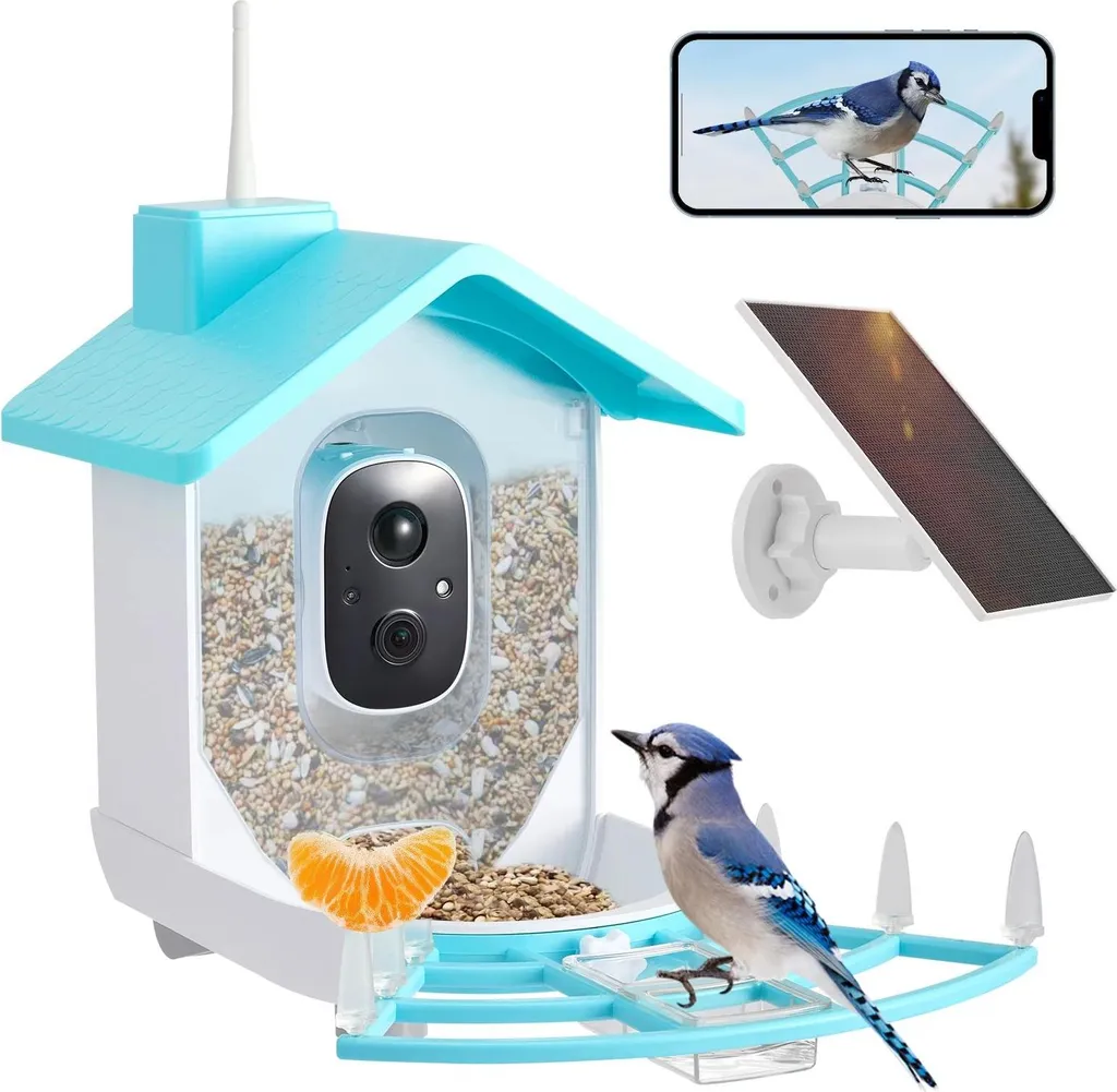 Mangeoire oiseaux caméra sans fil WiFi - Finies les piles avec le solaire