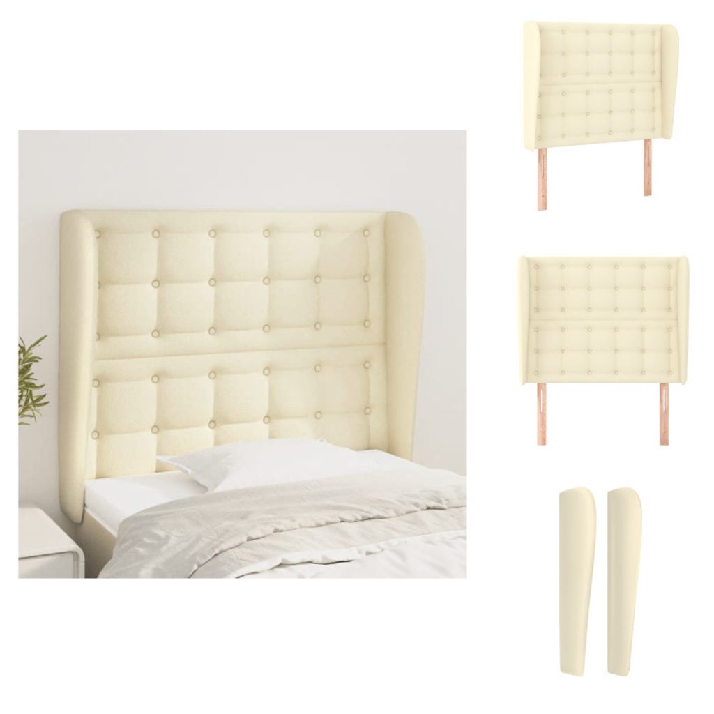 vidaXL Kopfteil mit Ohren Creme 103x23x118/128 cm Kunstleder - Kopf- & Fußenden