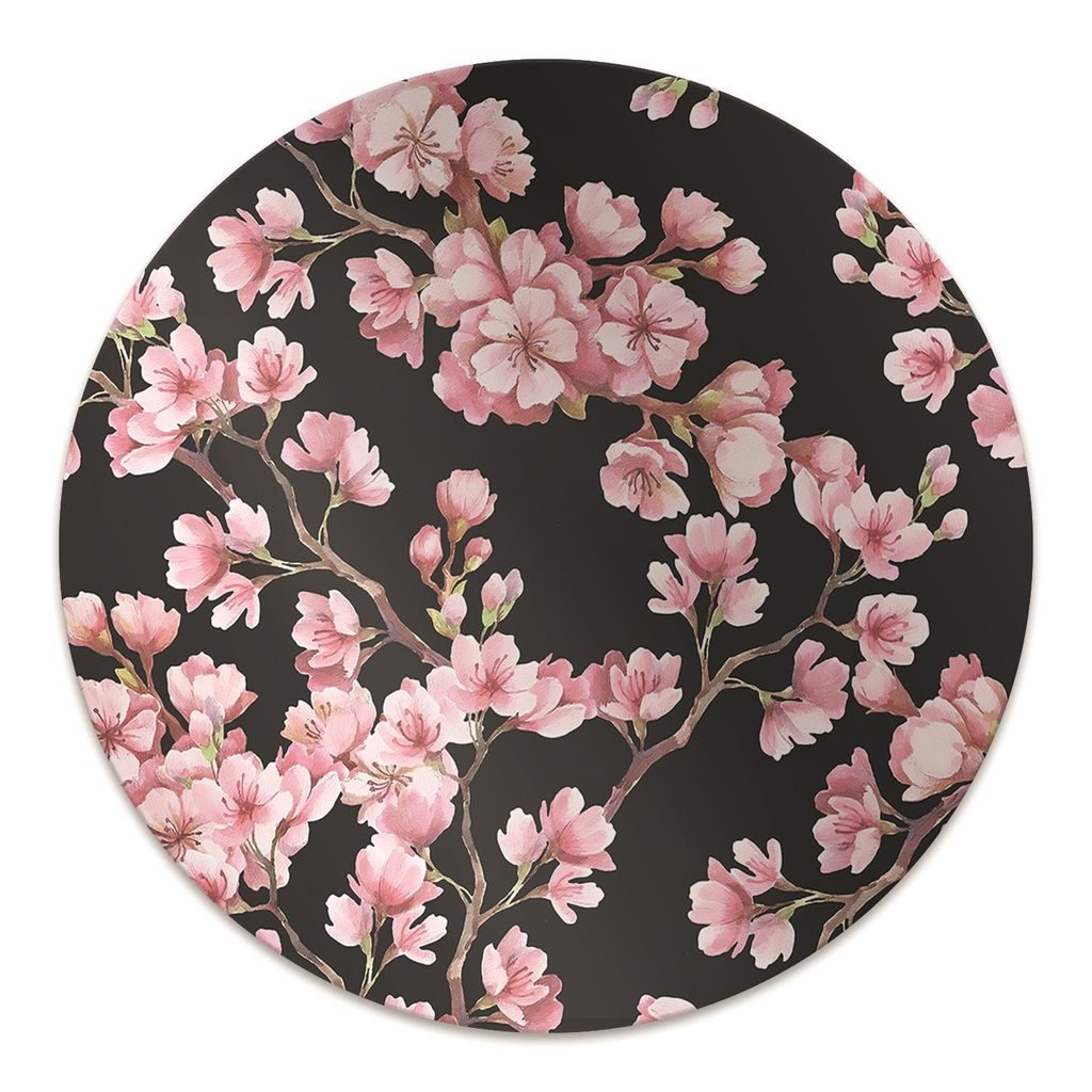 Rundmatte - Stuhlunterlage Bürostuhlunterlage - Rund Ø 100 cm - Bodenmatte - Fußmatte - Kirschblüten