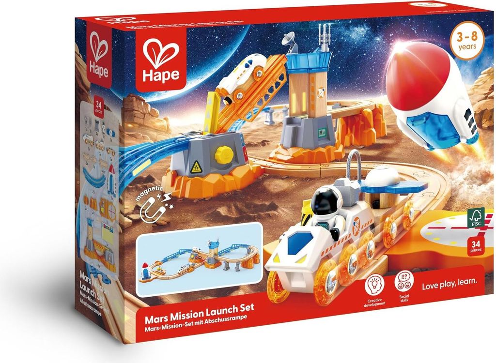 Hape E3798 Zugset Weltraummission Produktbild 