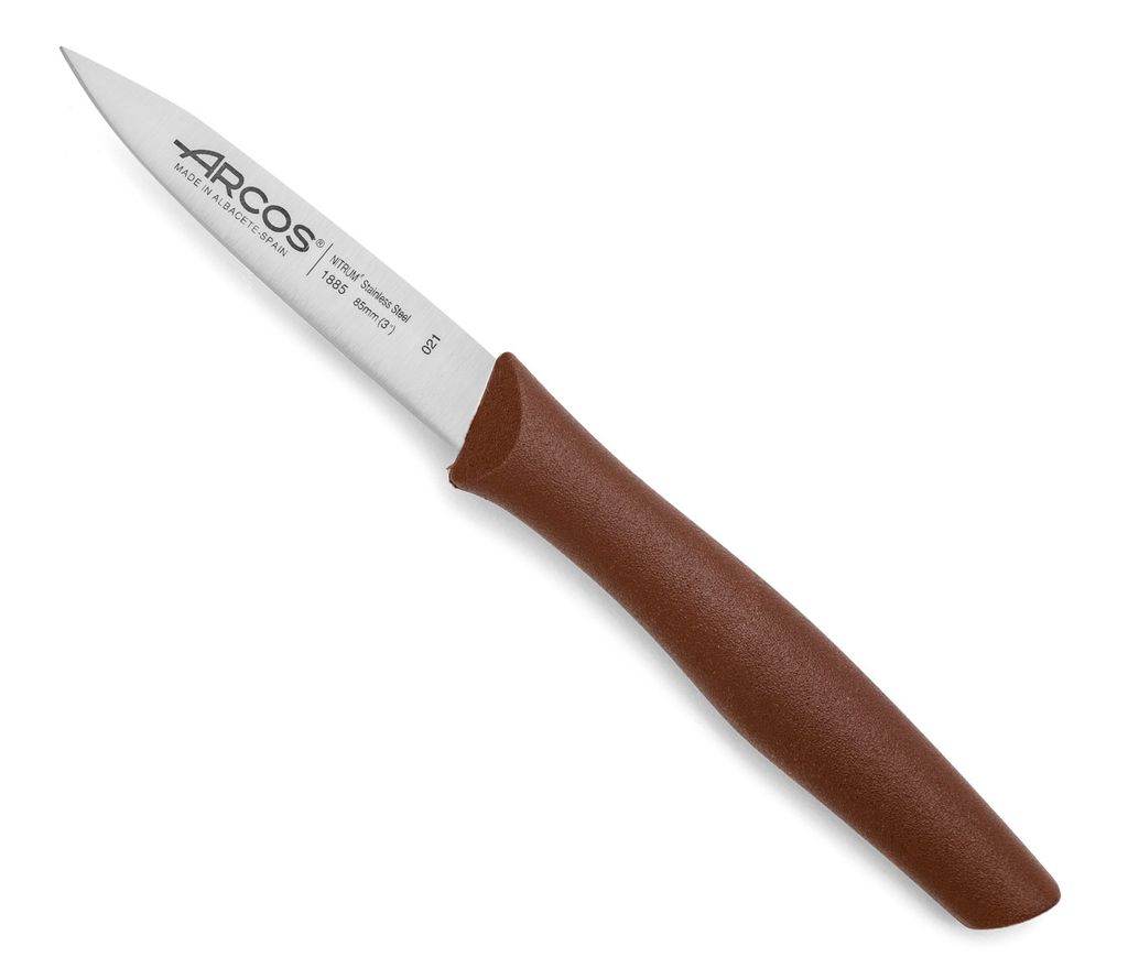 Messer Mondador Arcos Nova 188528 Edelstahl Nitrum und mango Polypropylen, braune Klinge von 8,5 cm mit Klingenabdeckung und Displaykarton