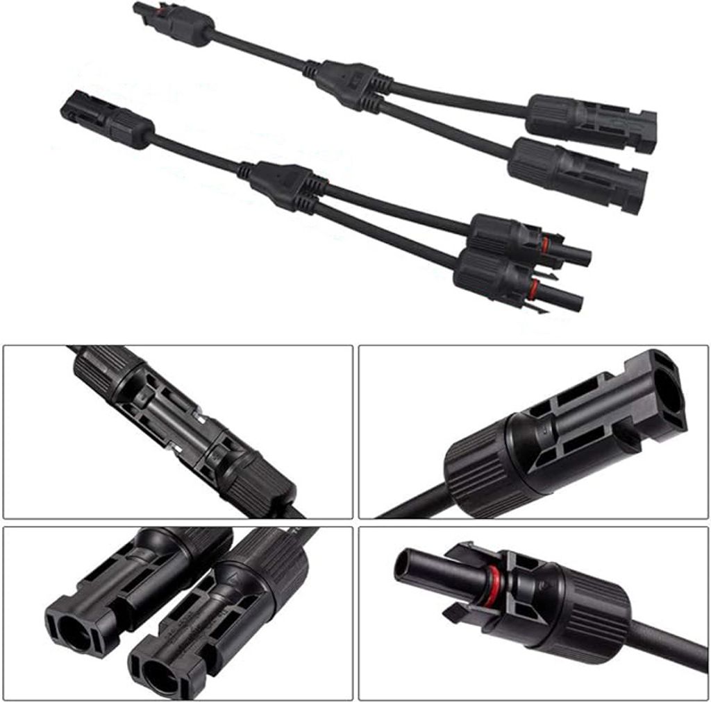2-fach Abzweigbuchsen Y-Stecker Solarkabel Professionell Solarstecker für MC4 Kabel Photovoltaik Steckverbinder Parallelverbinder für Solarpanel