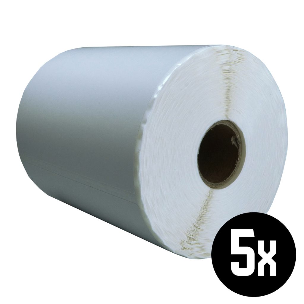 DULA Etiketten - Kompatibel mit Zebra 102x152mm - Weiß - Permanent - 5 Rollen - 300 Etiketten pro Rolle - Kern 25mm
