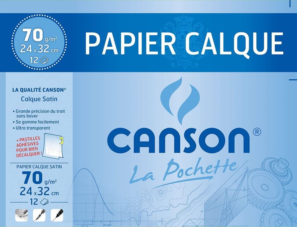 CANSON Transparentpapier 240 x 320 mm 70 g/qm 12 Blatt