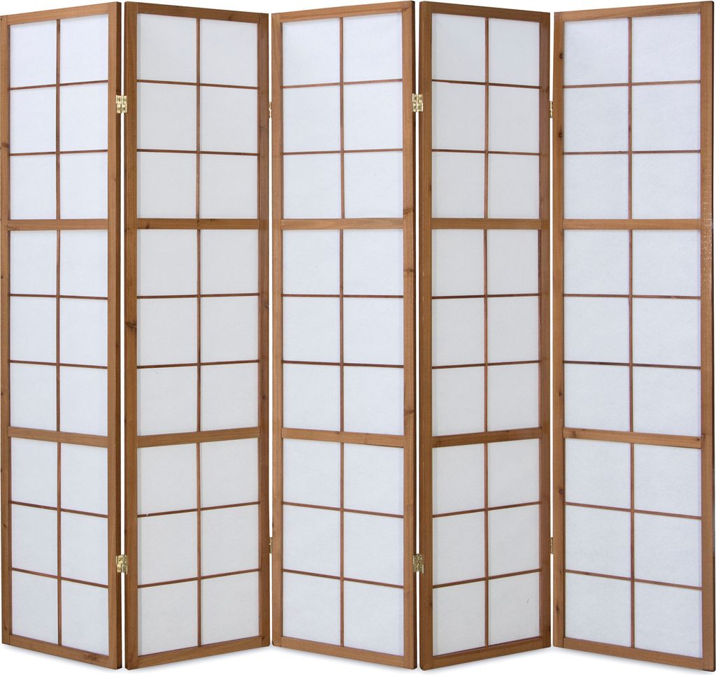5 pan Shoji Paravent japonais bois en brun foncé Image du produit 