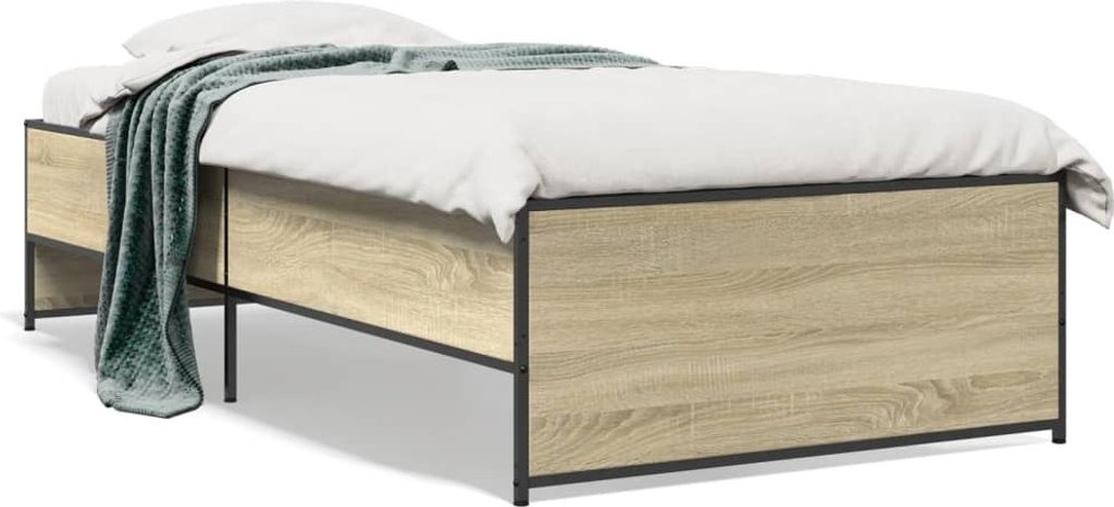 Maison Exclusive - Bettgestell Sonoma-Eiche 75x190 cm Holzwerkstoff und Metall