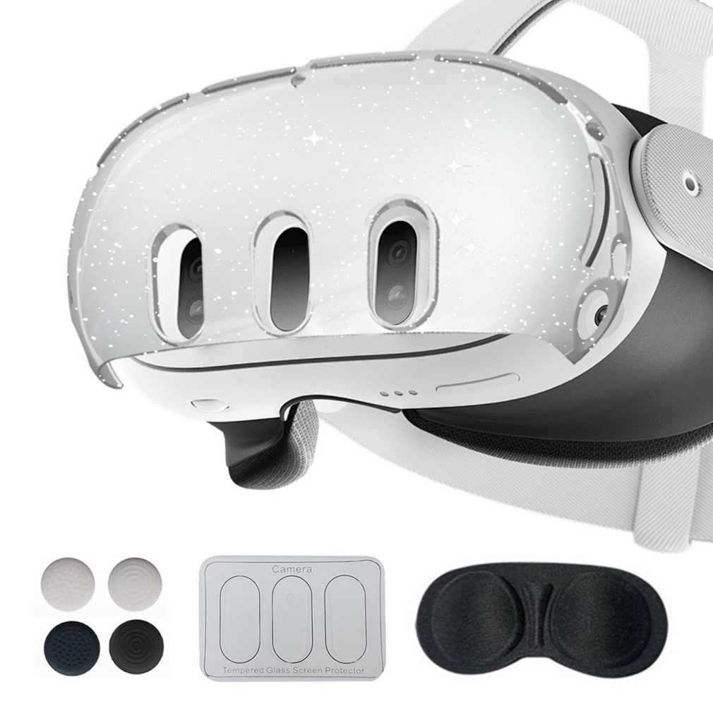 Schutzgehäuse für Meta Quest 3 Schutzhülle Set 7in1 Transparent Glitzer Zubehör