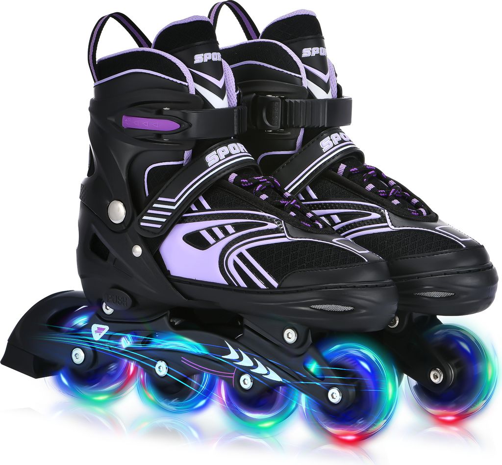 Inliner, Rollschuhe Inline Roller Skates mit 4 Größen Verstellbar, LED Rädern, Inlineskates für Kinder Erwachsene Jungen Mädchen (L: 39-42)
