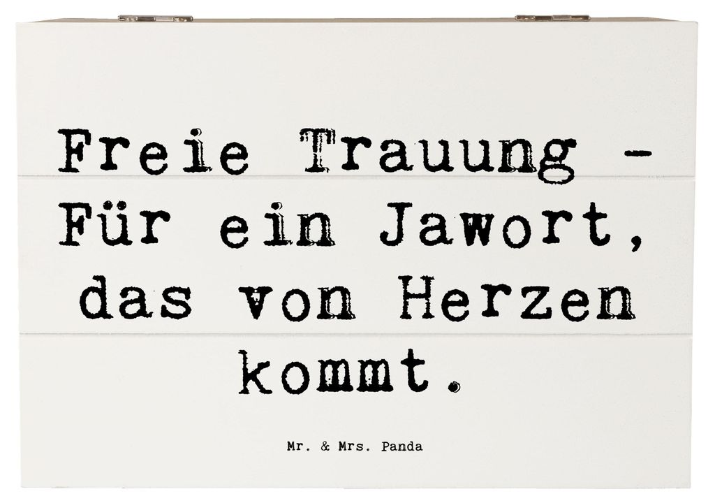Mr. & Mrs. Panda Truhe Spruch Freie Trauung Jawort 22 x 15 cm - Weiß - Geschenk, Hochzeit, Heirat, Liebe, fotobox, Holzkiste, Trauzeremonie, Schat...