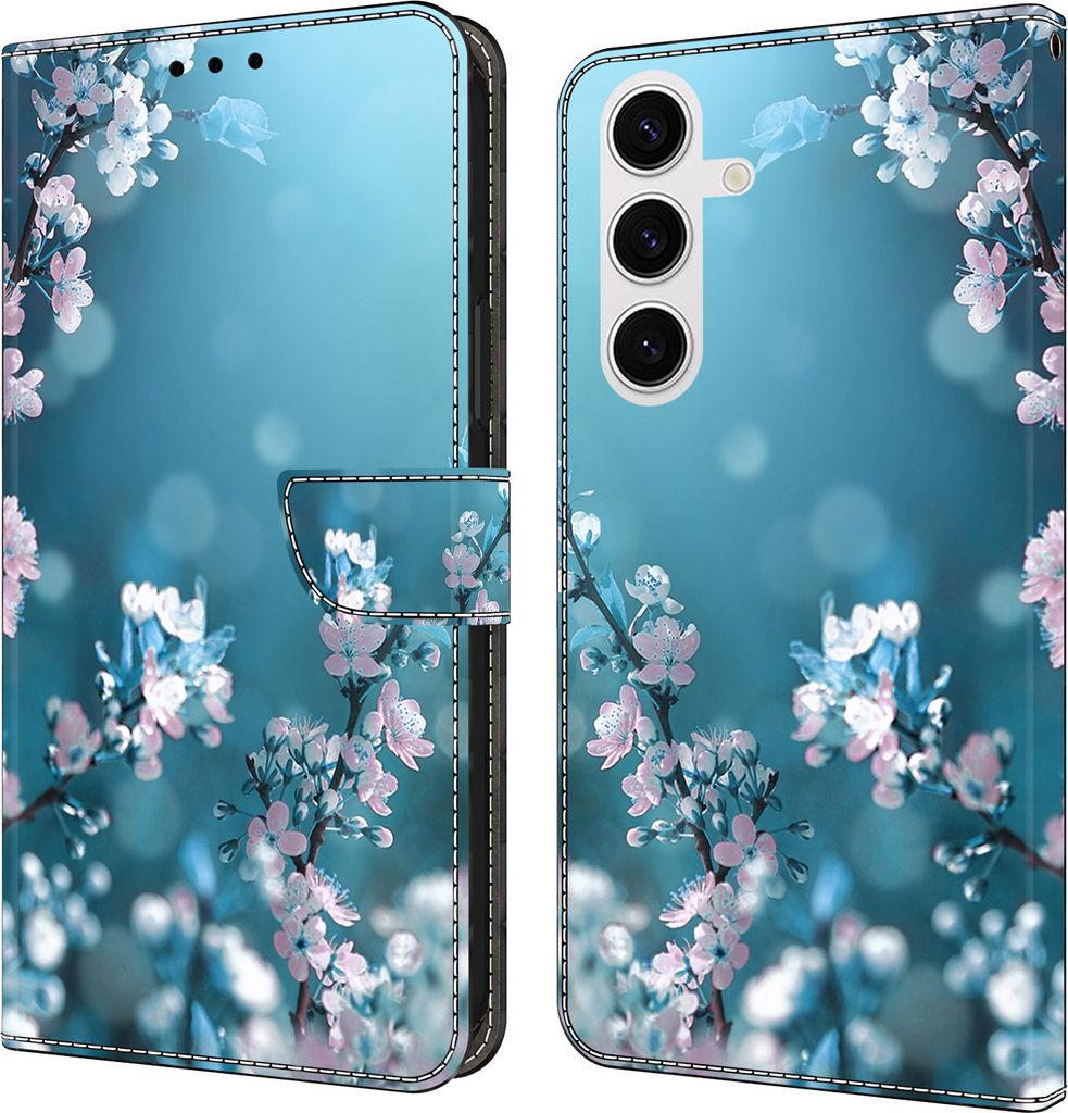 CLM-Tech Handyhülle kompatibel mit Samsung Galaxy S24 FE Hülle - Tasche aus Kunstleder - Klapphülle mit Ständer und Kartenfächern - Schutzhül...