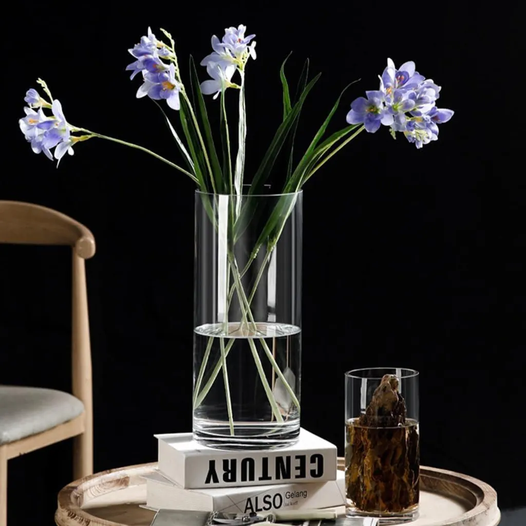 Vase en verre transparent 25cm moderne et robuste pour centre de table - 2