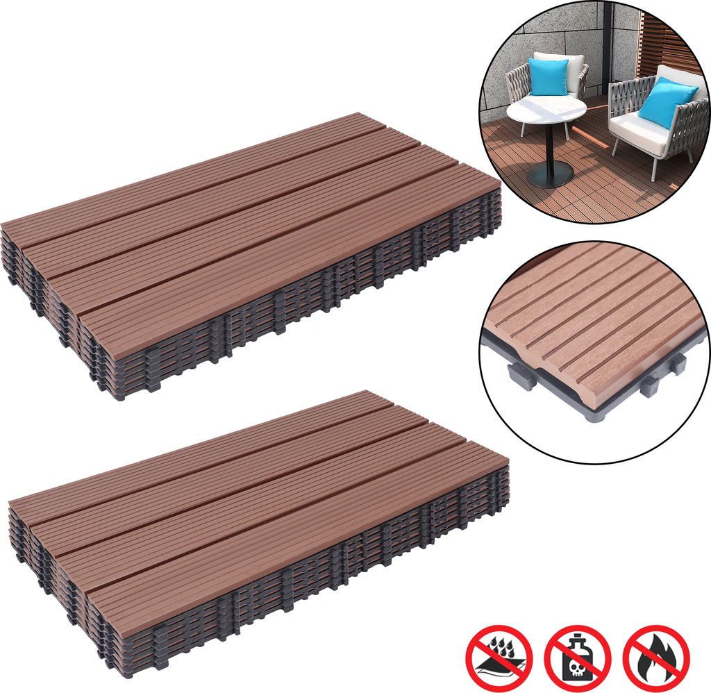 LZQ 12 ks 30x60cm WPC dlaždice, 2m2 balkonová dlaždice Obrázek produktu 