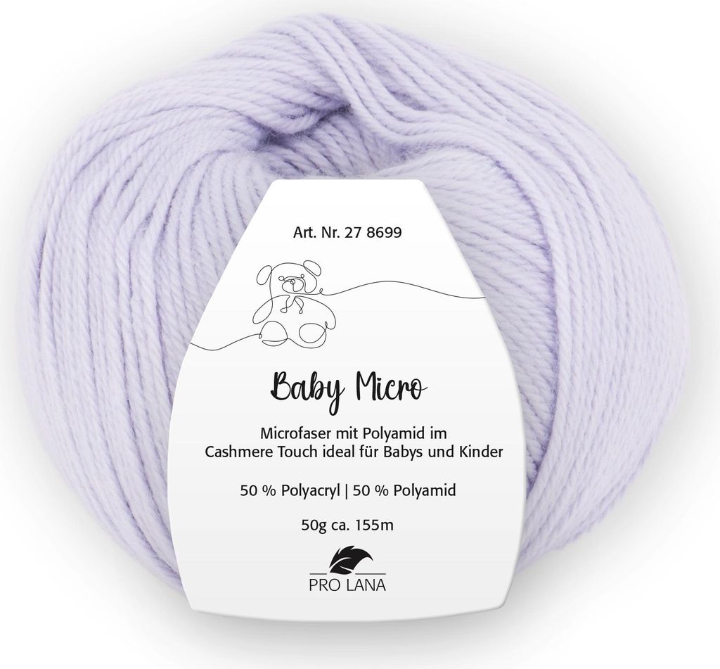 Pro Lana Baby Micro Garn super weich – 50% Polyacryl & 50% Polyamid, , ideal für Babydecken & Babykleidung 40 lavendel