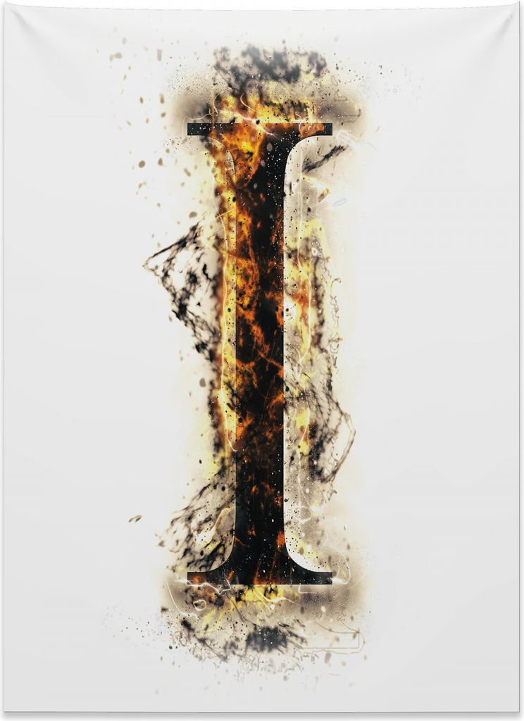 Abakuhaus Buchstabe I Wandteppich, Verkohlt habe ich mit Flammen aus Weiches Mikrofaser Stoff Kein Verblassen Klare Farben Waschbar, 110 x 150 cm, ...
