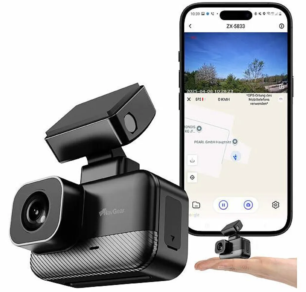 Dashcam voiture connectée 2K et mini caméra de bord avec GPS