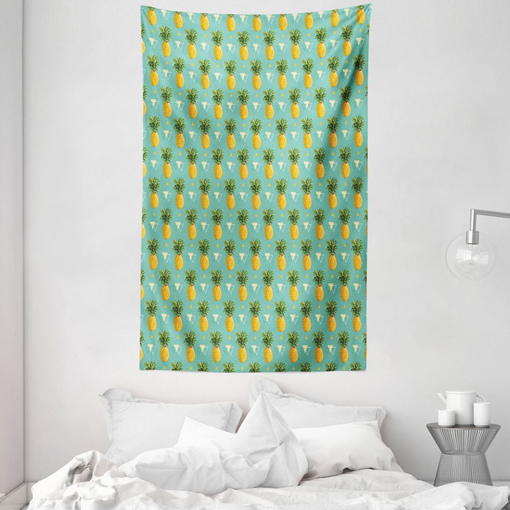 ABAKUHAUS Ananas Wandteppich und Tagesdecke, geometrische Hipster aus Weiches Mikrofaser Stoff Waschbar ohne Verblassen Digitaldruck, 140 x 230 cm,...