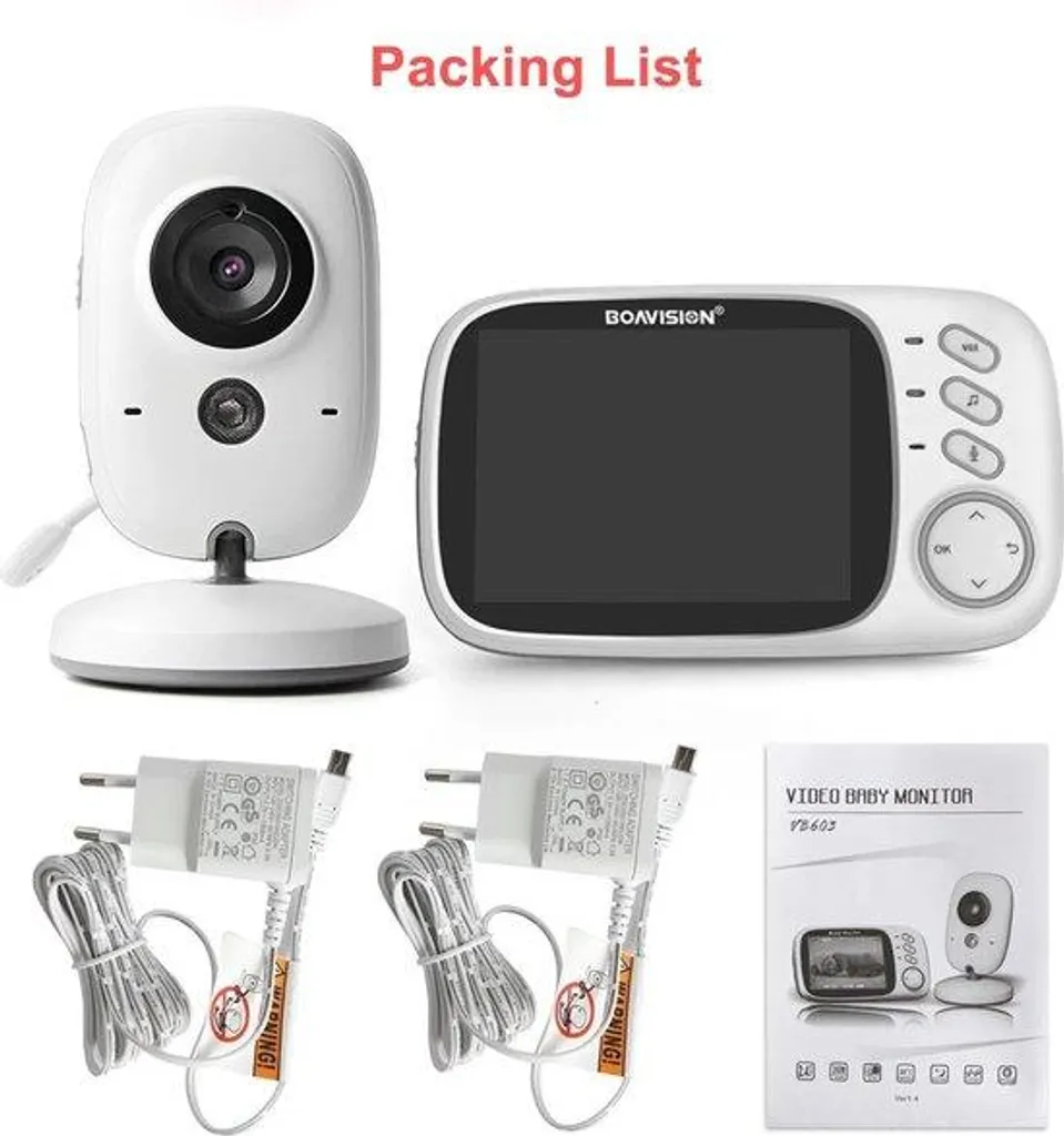 Babyphone avec caméra vidéo et écran LCD 3.2 pouces couleur blanc