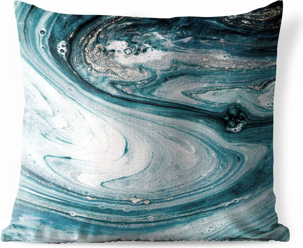 MuchoWow Outdoor Kissen - Nahaufnahme des Inneren einer blauen Geode aus der Natur - 60x60 cm - Wetterfest - Lounge Kissen - Dekoration - Schlaf ...