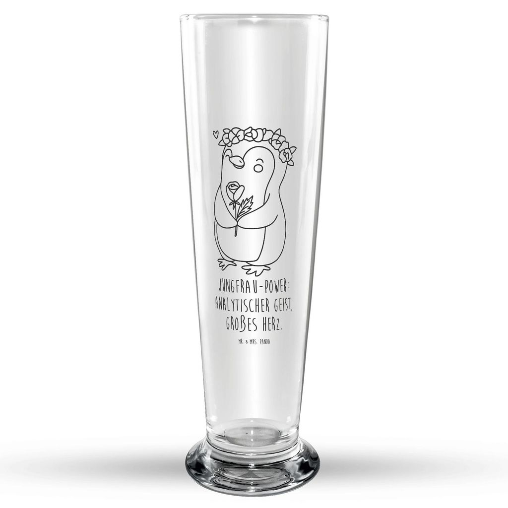 Mr. & Mrs. Panda Bier Glas Jungfrau Astrologie - Transparent - Geschenk, Tierkreiszeichen, Bierbecher, Glasbierglas, Bierglas, Geschenke für Fraue...