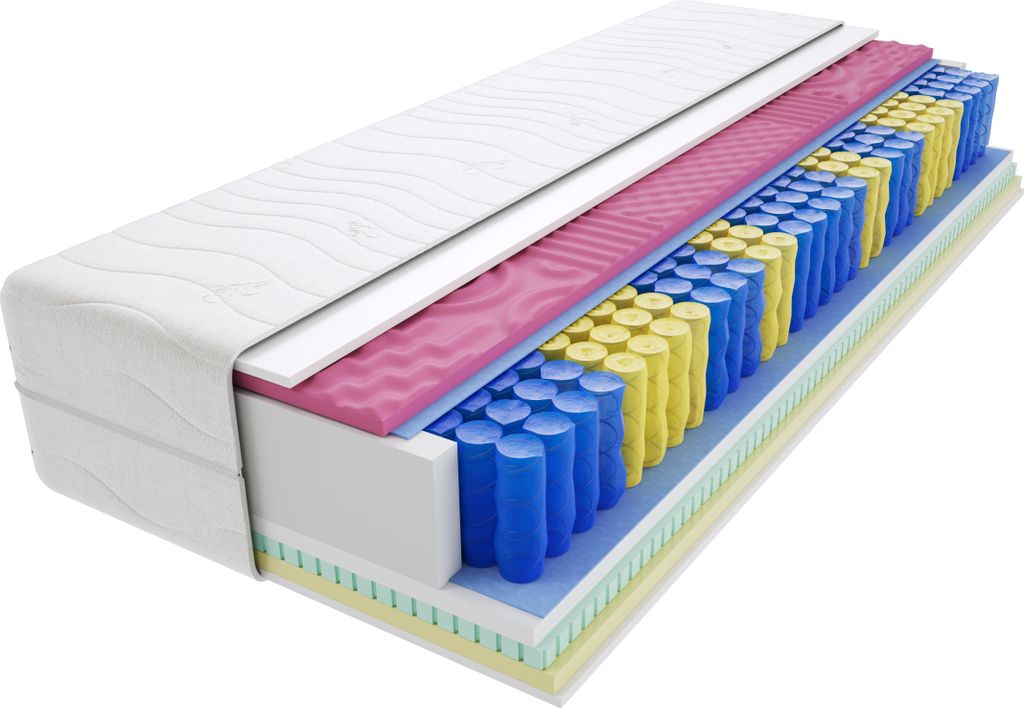 Matratze 100x190 cm Doppelmatratze, H3 Mittelfest Federkernmatratze, Taschenfederkernmatratze 27 cm Hoch Latex Visco Memory Profilierter Moletschau...