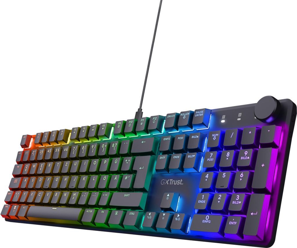 Trust Gaming GXT 866 Torix Mechanische Tastatur Deutsches QWERTZ Layout, Huano-Switches, Flache Tasten, RGB Beleuchtung, Anti-Ghosting N-Key Rollov...