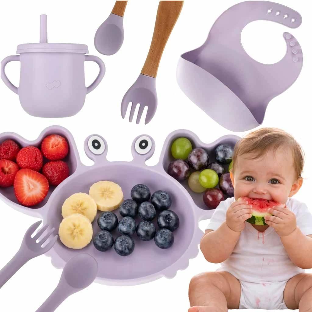 KIK Silikon-Geschirr-Set fü r Kinder Krabbe 9 Stü ck
