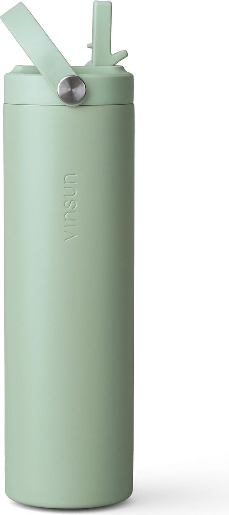 Trinkflasche Edelstahl 750ml Strohhalm Sport Flasche Thermo auslaufsicher Vinsun